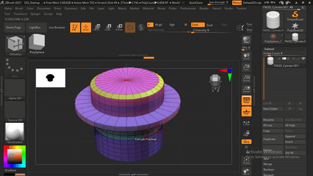 number of polygons in zbrush