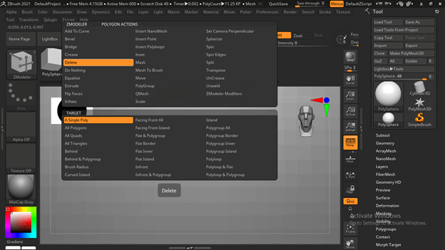 where is zmoddelr menu zbrush