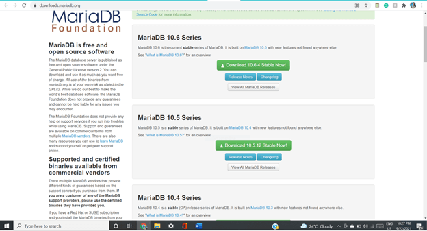 mariadb for windows output 1