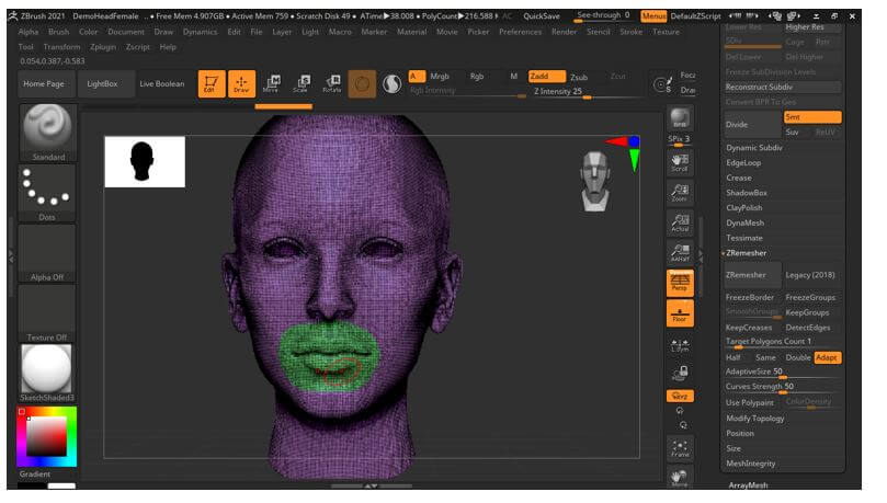 ctrl w zbrush