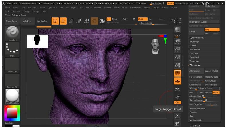 uncrease zbrush