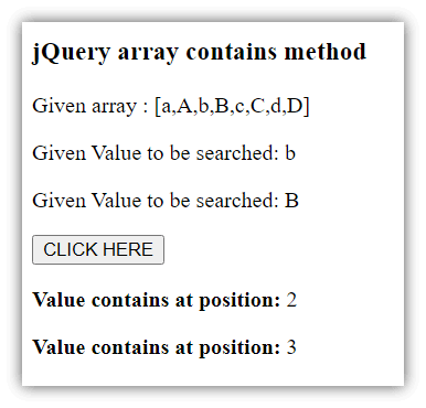jQuery array contains output 2.2