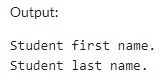 Student first name output 2