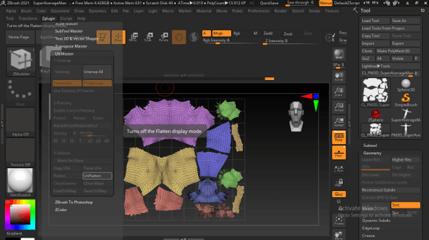 unity zbrush uvs