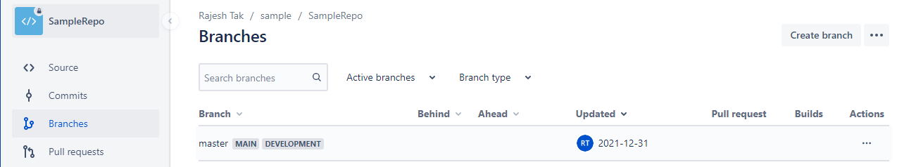 Bitbucket Create Branch output 2