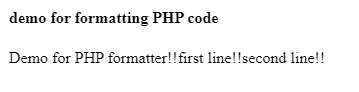 PHP formatter Example 1