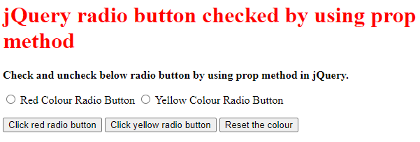 jQuery Radio Button Checked output 1