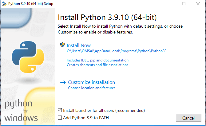 Python 3 Install output 1
