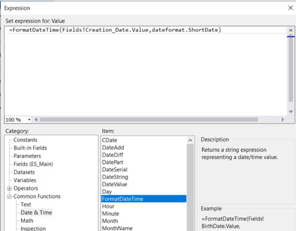 SSRS Date Format output 1