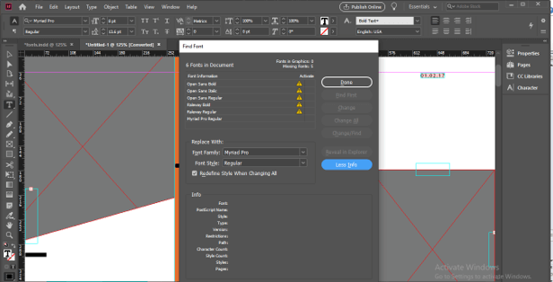 InDesign Missing Fonts b