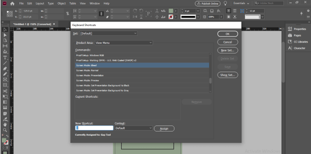 adobe indesign preview shortcut