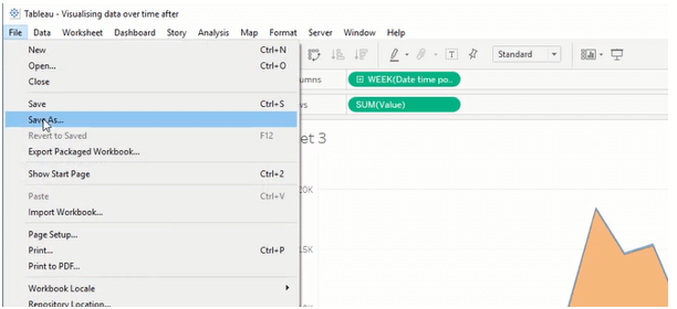 how to save a new file in a tableau