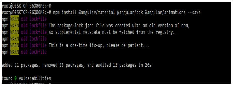 we are installing the angular cdk module