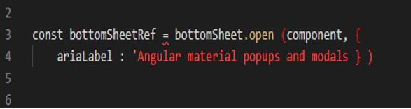 Angular Material Popup - MatBottomSheet attribute