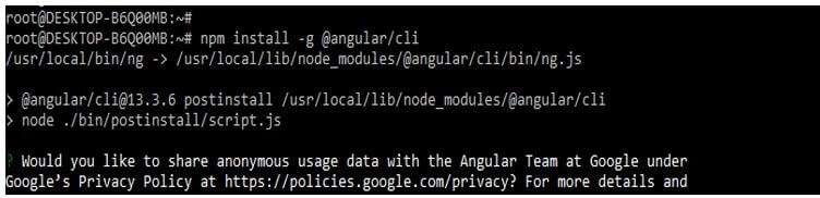 installing angular CLI by using the npm command