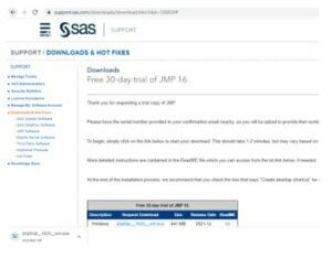 SAS JMP - downloads the file