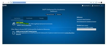 SAS Libname- Choose SAS Studio on the Applications UI