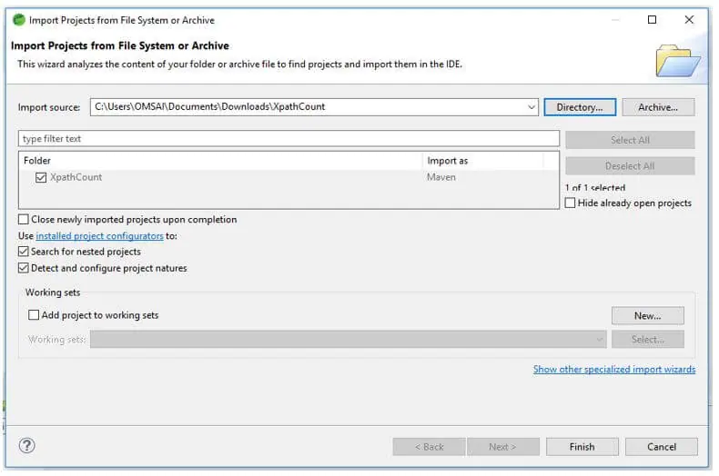 extract the project name as XpathCount