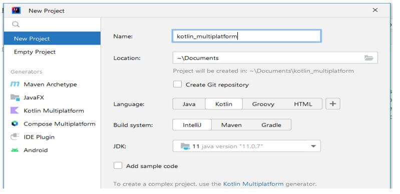 new project name as kotlin_multiplatform