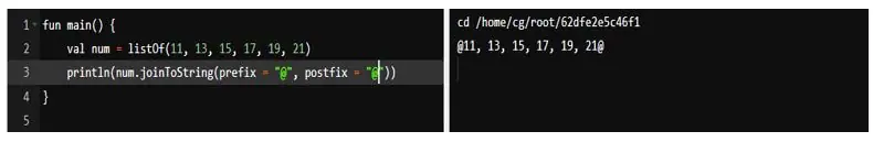 how we can use postfix with the joinToString in kotlin