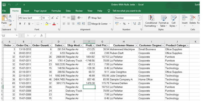 data will be imported from an excel file