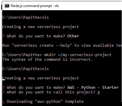 Serverless Python New Project