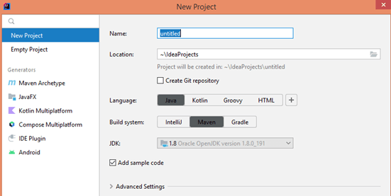 Create IntelliJ JavaFX 1