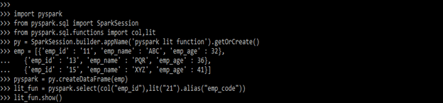 PySpark lit() function Use 1