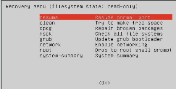 Ubuntu Recovery Mode - New menu