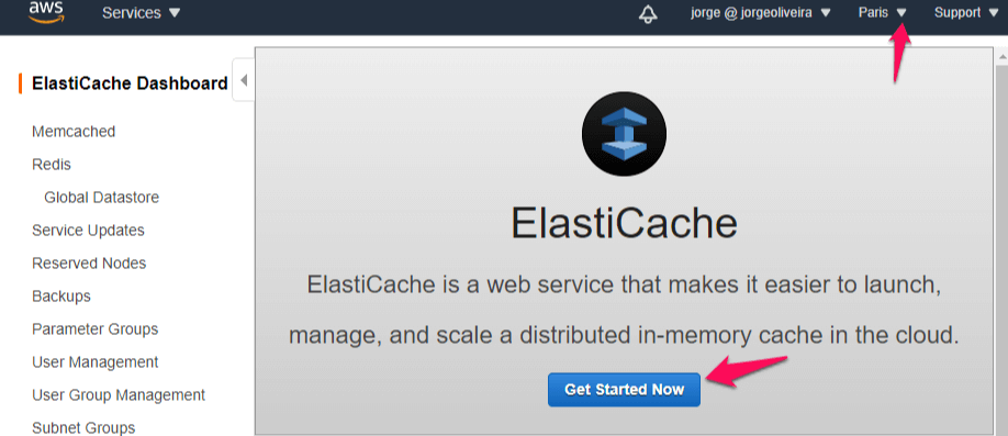 AWS ElastiCache - Dashboard