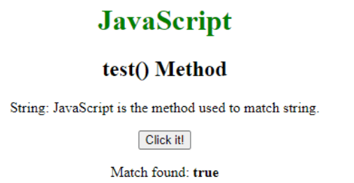 JavaScript RegEX Test - Actual String