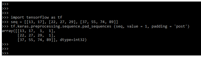 Keras pad_sequences - padding value