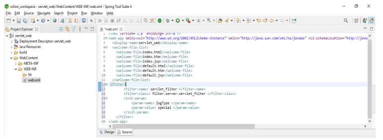 adding the filter in the web.xml