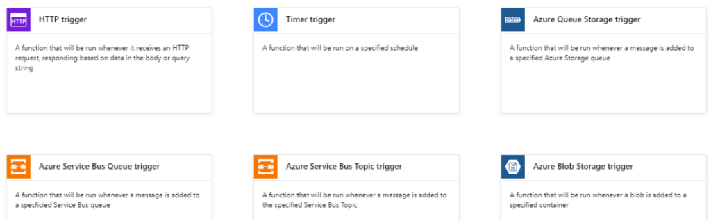 Azure Function Triggers - desired template