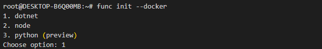 Azure Functions Docker - Core tools