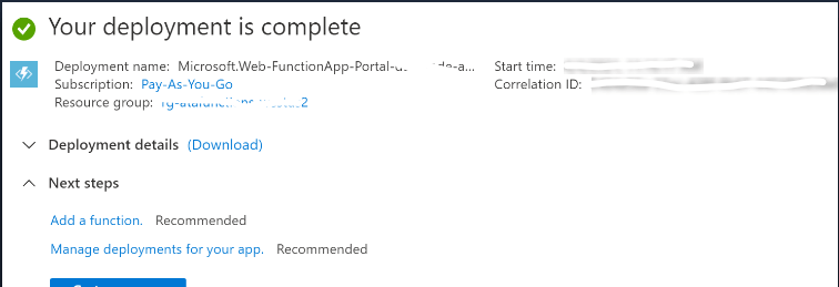 Azure Functions Example - Monitoring Tab