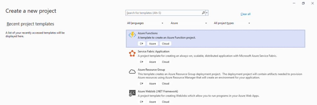 Azure Functions HTTP Trigger - New Project