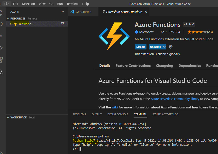 Azure Functions Python 4