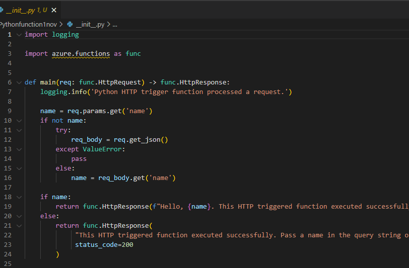 Azure Functions Python Code