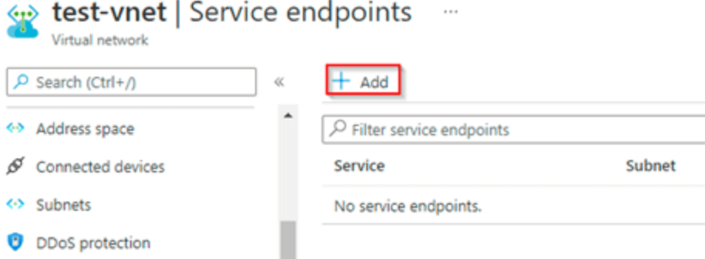 Setup Azure Service Endpoint