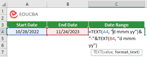 Date Ranges in Excel - Create a Date range