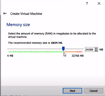 Kali Linux Virtual Machine - Memory size
