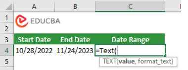 Date Ranges in Excel - Position of the Result