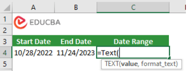 Tabulate the Date range