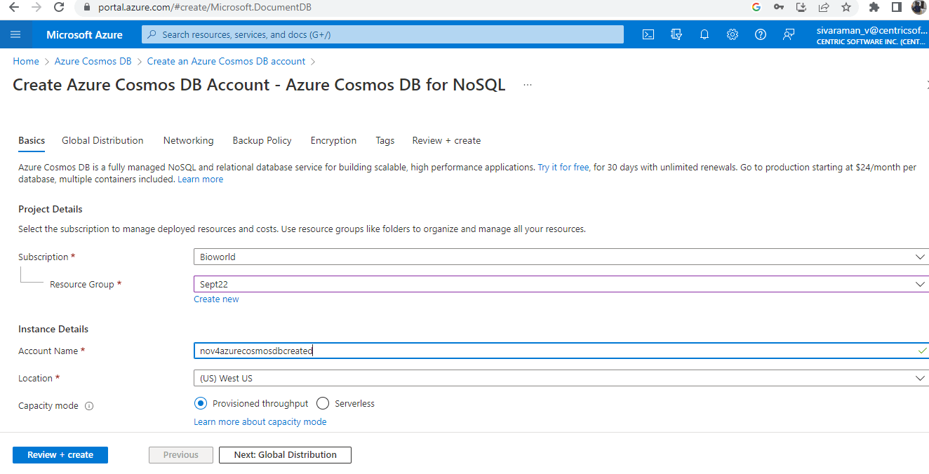 Azure Data Factory Connectors - Account details