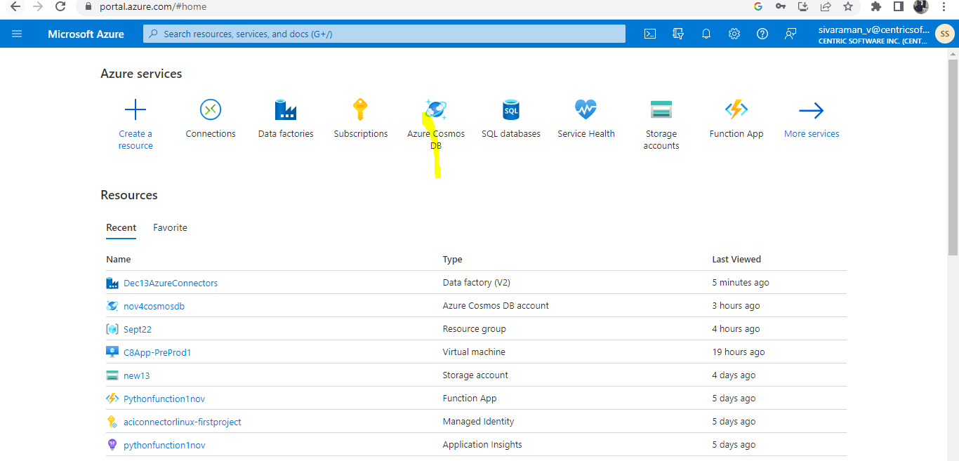 Azure Data Factory Connectors - Cosmos