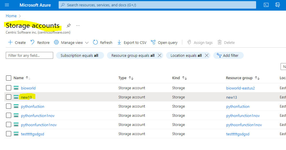 Azure Storage Files using Azure Portal