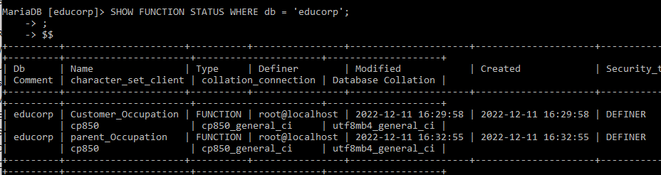 MySQL CREATE FUNCTION