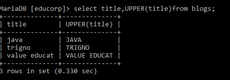 MySQL Function - Upper