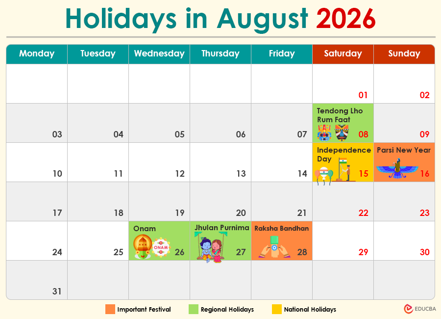 Holidays in August 2026